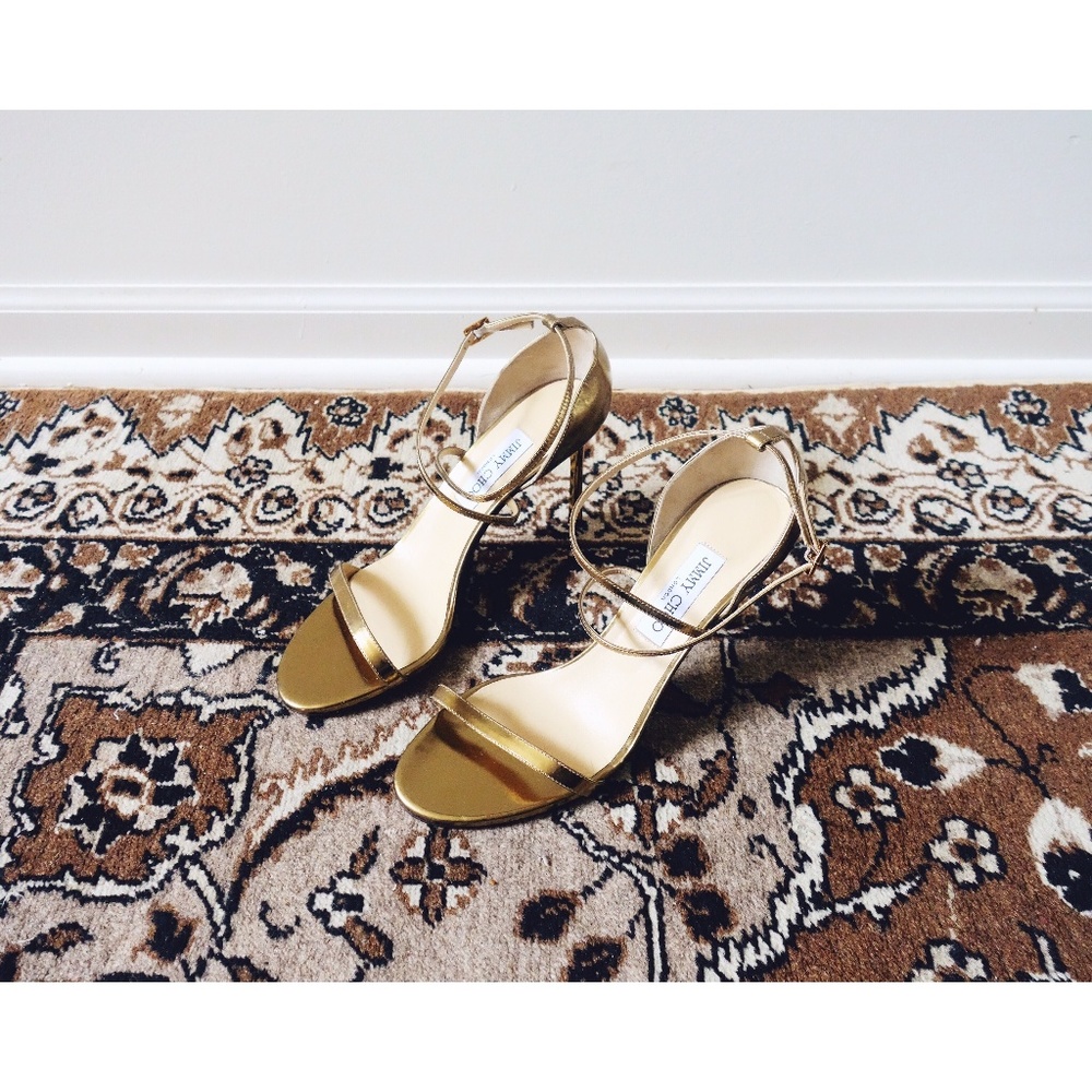 Jimmy Choo Gold Strappy Sandals sz 41 - NWD - Picture 2 of 8